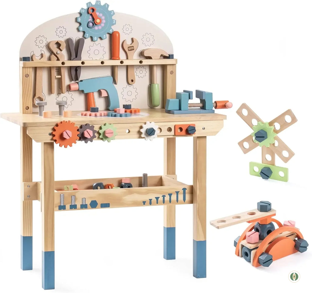 Établi de bricolage en bois pour enfant avec outils et accessoires