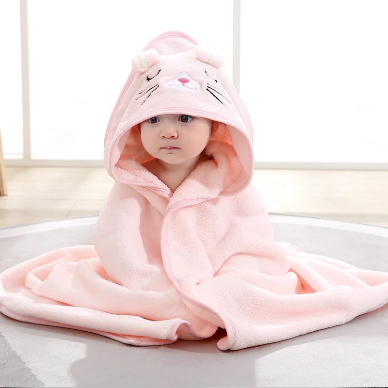 Ultra-Soft Hooded Baby Bathrobe - The Cuddly Animal for Quick Drying