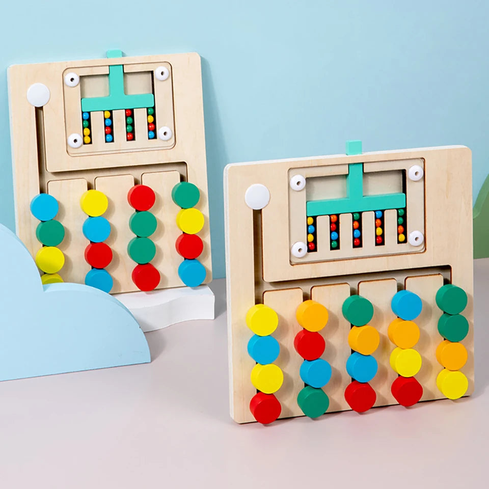 Wooden Sliding Puzzle Game Montessori for Color Learning