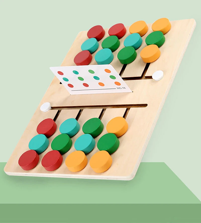 Wooden Sliding Puzzle Game Montessori for Color Learning