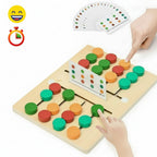 Puzzle coulissant en bois Montessori avec boules de couleurs et cartes modèles
