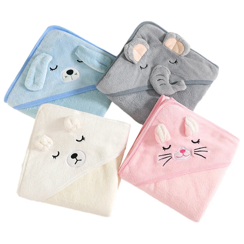 Ultra-Soft Hooded Baby Bathrobe - The Cuddly Animal for Quick Drying