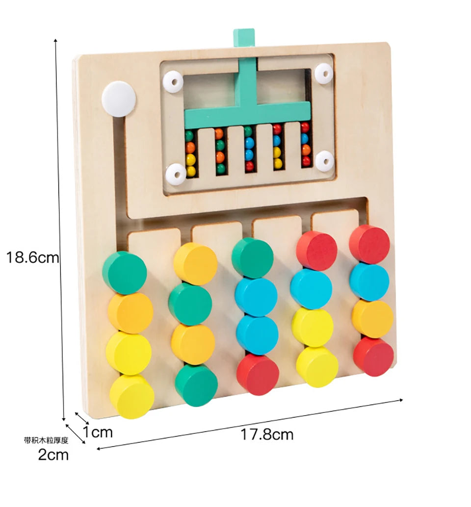 Wooden Sliding Puzzle Game Montessori for Color Learning