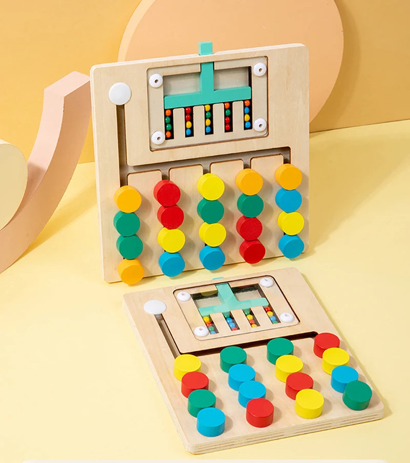 Wooden Sliding Puzzle Game Montessori for Color Learning