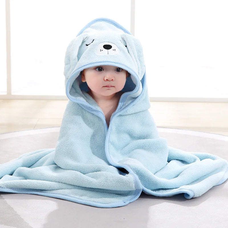 Ultra-Soft Hooded Baby Bathrobe - The Cuddly Animal for Quick Drying