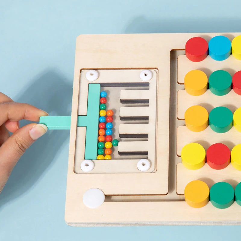 Wooden Sliding Puzzle Game Montessori for Color Learning