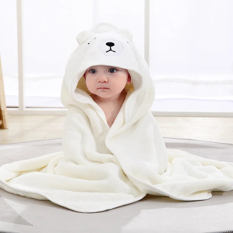 Ultra-Soft Hooded Baby Bathrobe - The Cuddly Animal for Quick Drying
