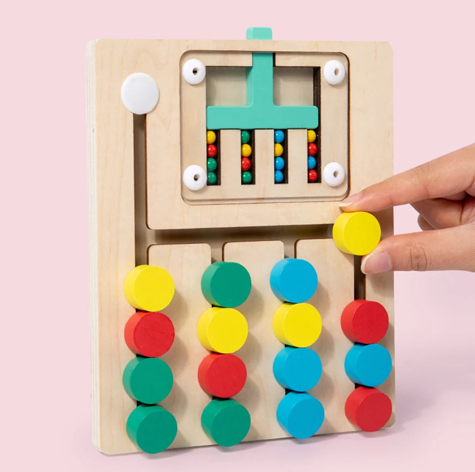 Wooden Sliding Puzzle Game Montessori for Color Learning