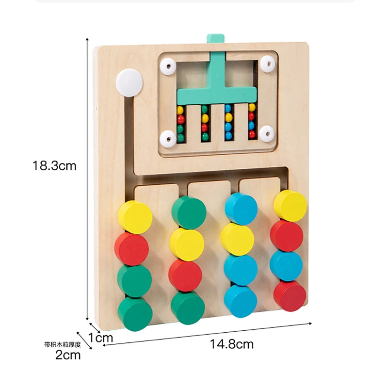 Wooden Sliding Puzzle Game Montessori for Color Learning