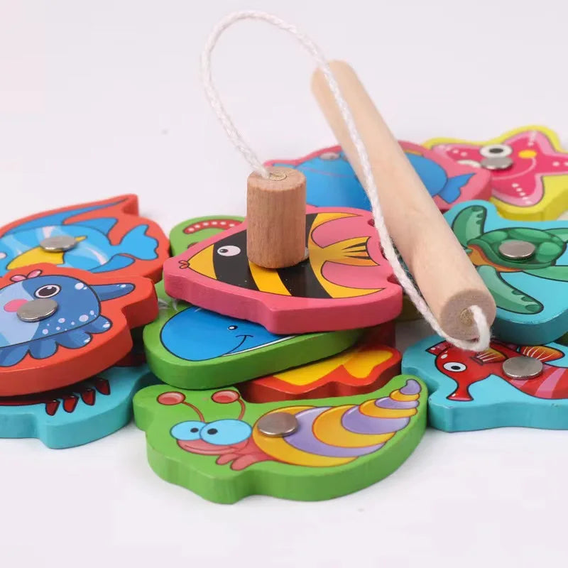 Wooden Educational Toy: Magnetic Fishing Game for Babies and Toddlers (2-5 Years Old)