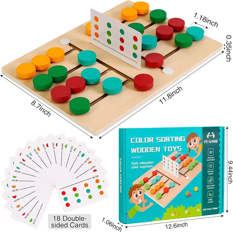 Wooden Sliding Puzzle Game Montessori for Color Learning