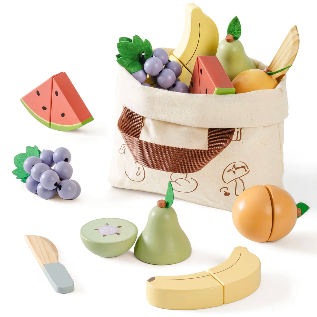 Robotime Robud - Classic Wooden Kitchen: Educational Pretend Play with Sliceable Fruits & Vegetables