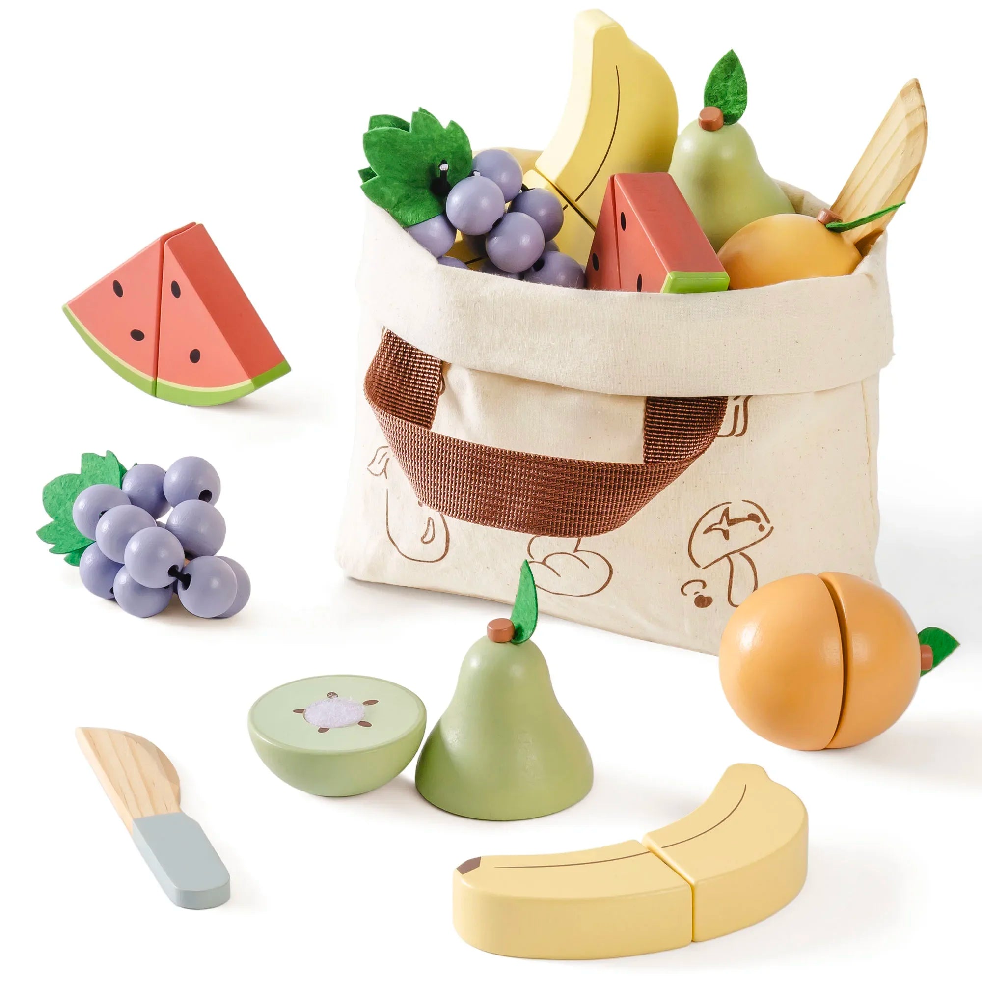 Robotime Robud - Classic Wooden Kitchen: Educational Pretend Play with Sliceable Fruits & Vegetables