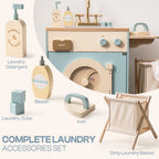 Robotime Robud - Ensemble de Cuisine & Électroménagers en Bois 3-en-1 (Four, Frigo, Lave-Linge) - Jouet d'Imitation Premium Bleu