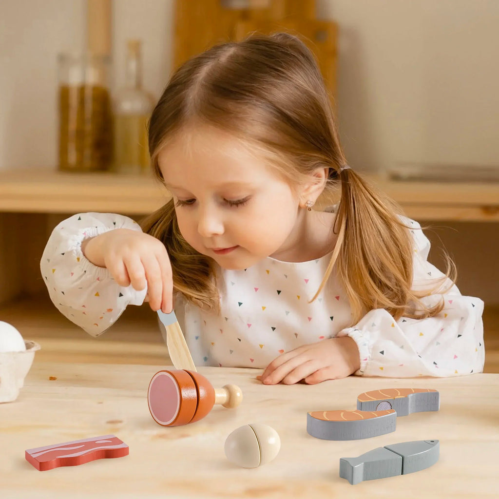 Robotime Robud - Classic Wooden Kitchen: Educational Pretend Play with Sliceable Fruits & Vegetables
