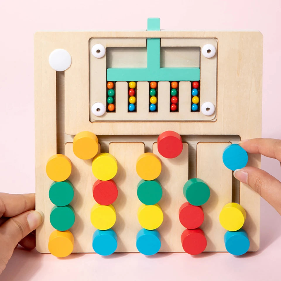 Wooden Sliding Puzzle Game Montessori for Color Learning