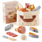 Robotime Robud - Classic Wooden Kitchen: Educational Pretend Play with Sliceable Fruits & Vegetables