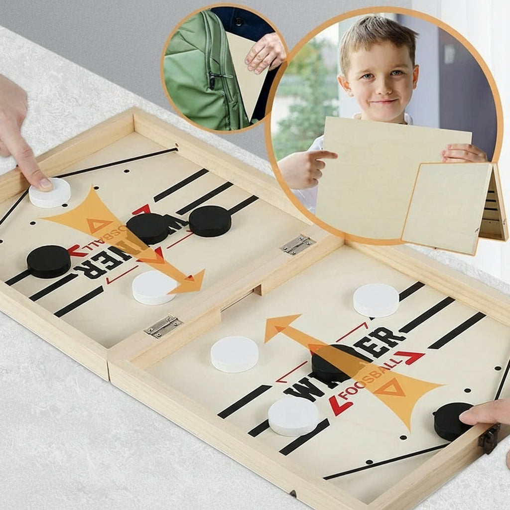 Jeu de lance-palets pliable en bois avec palets et élastiques