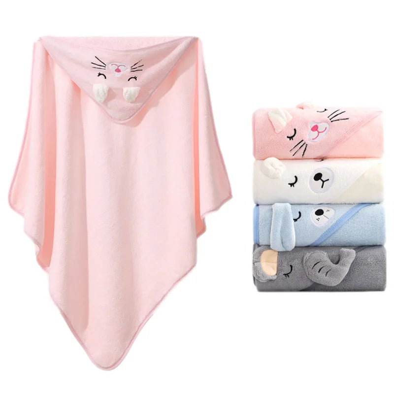Ultra-Soft Hooded Baby Bathrobe - The Cuddly Animal for Quick Drying