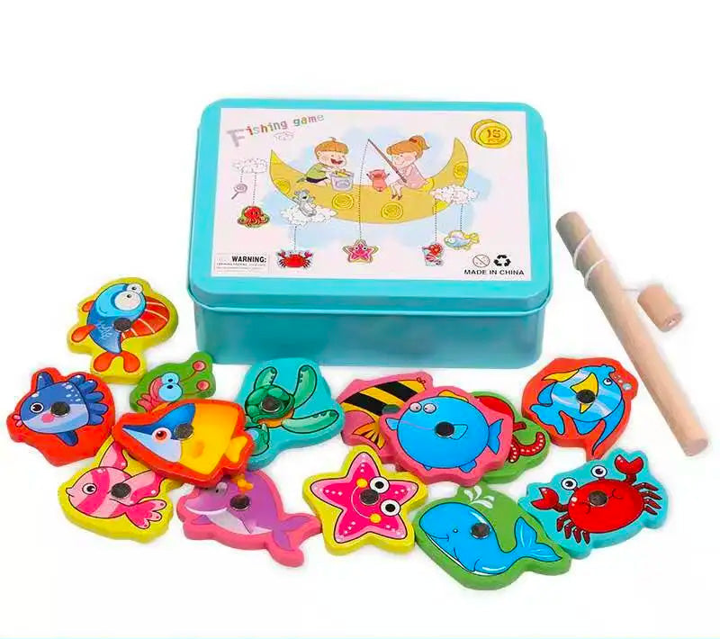 Wooden Educational Toy: Magnetic Fishing Game for Babies and Toddlers (2-5 Years Old)